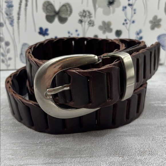 Vintage Aimee Lynn leather belt Brown Belt Silver Buckle Size 3X - Picture 1 of 11